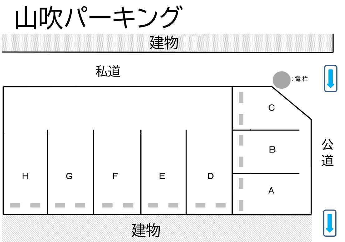 山吹パーキングの駐車配置図