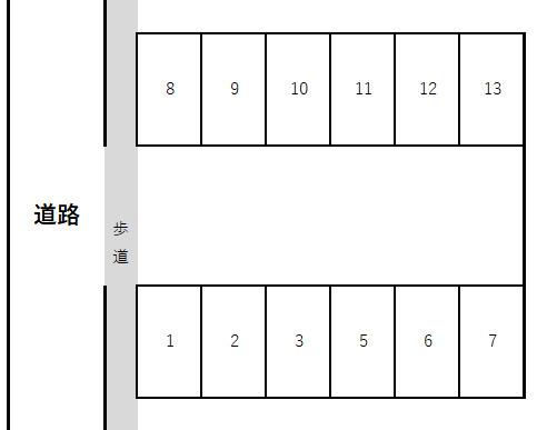 旦野原首藤駐車場の駐車配置図