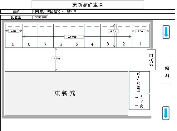 東新館駐車場の駐車配置図