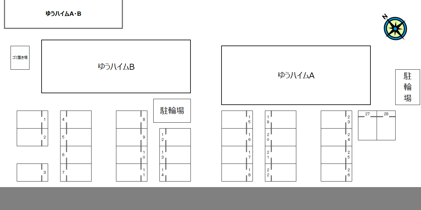 ゆうハイムA・Bの駐車配置図