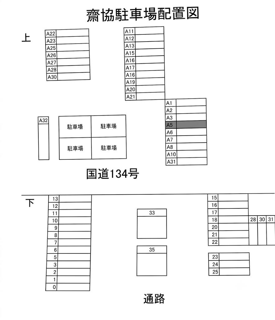 齋協駐輪場の駐車配置図