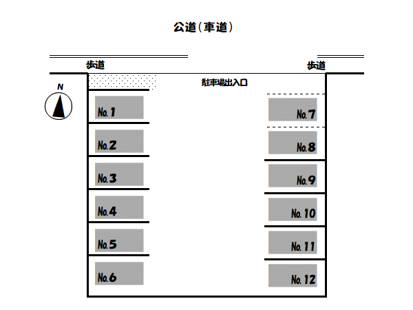 ワイズ・河野町小脇 第1駐車場の駐車配置図
