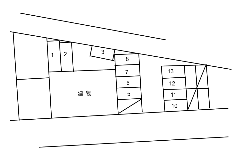 御厨第二駐車場 (1番~13番)の駐車配置図