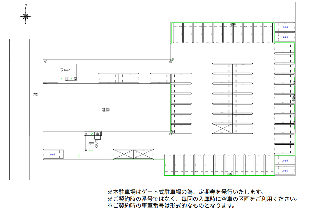 P.TIME京都水族館東の駐車配置図