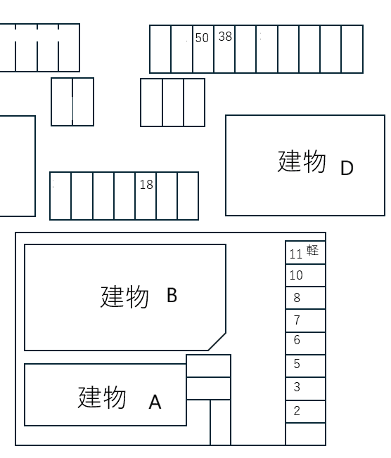 プラッサムコート羽衣B棟の駐車配置図