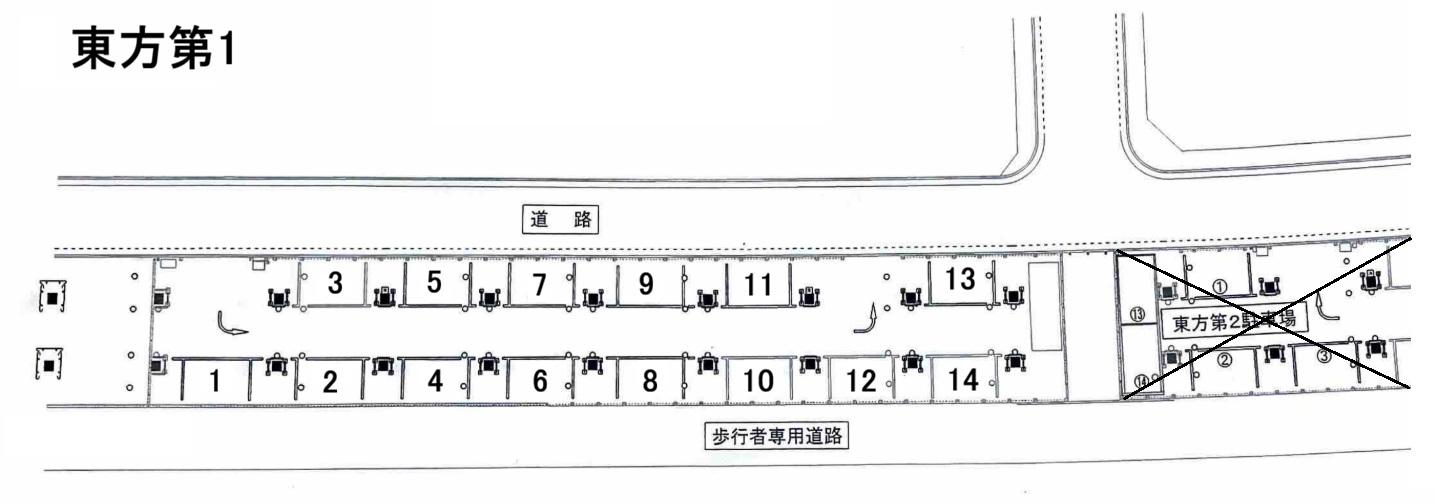 【TD】東方第1駐車場の駐車配置図