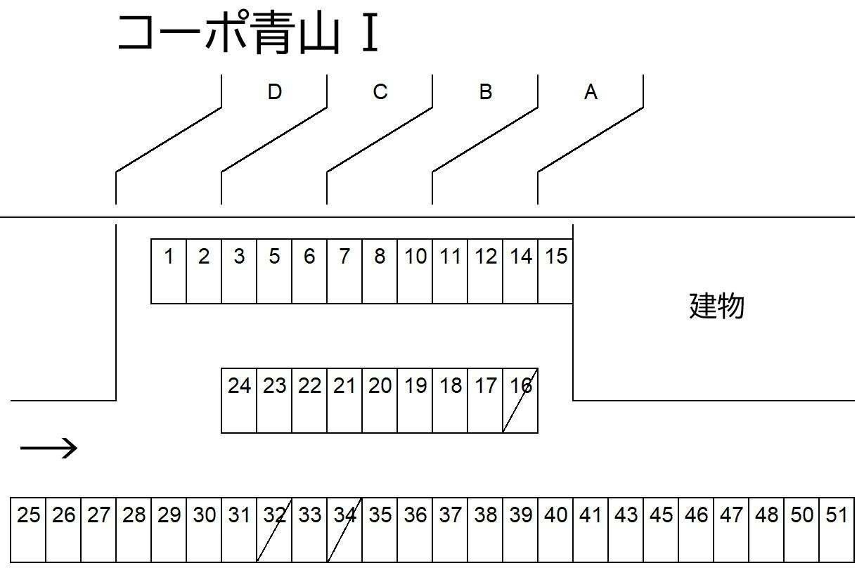 コーポ青山Ⅰの駐車配置図