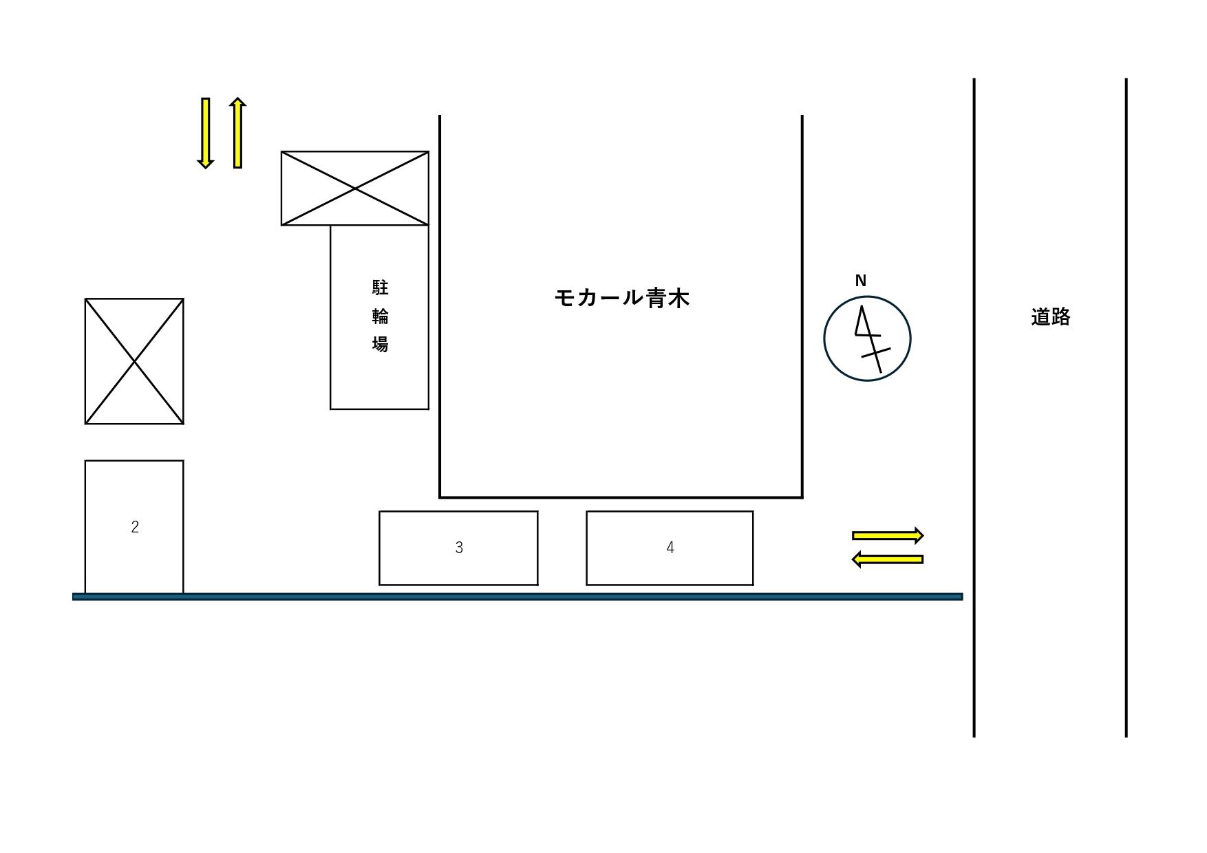 モカール青木敷地内駐車場の駐車配置図