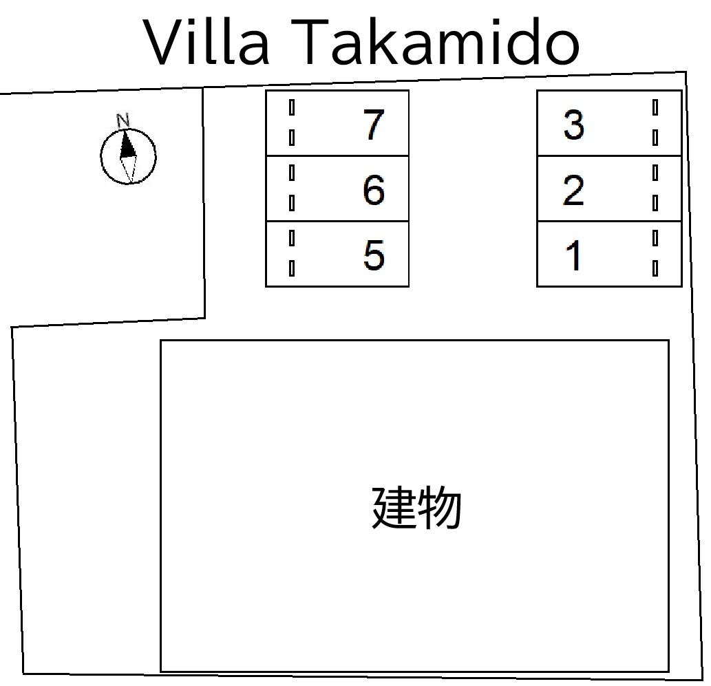 Villa Takamidoの駐車配置図