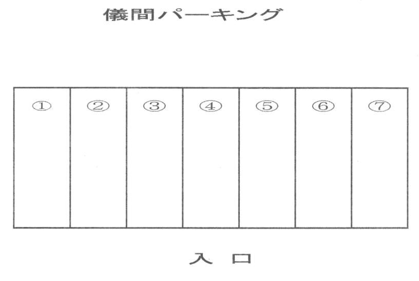 儀間パーキングの駐車配置図
