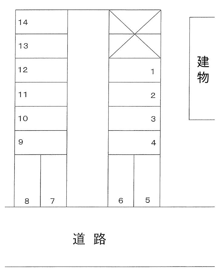 福本海側駐車場の駐車配置図