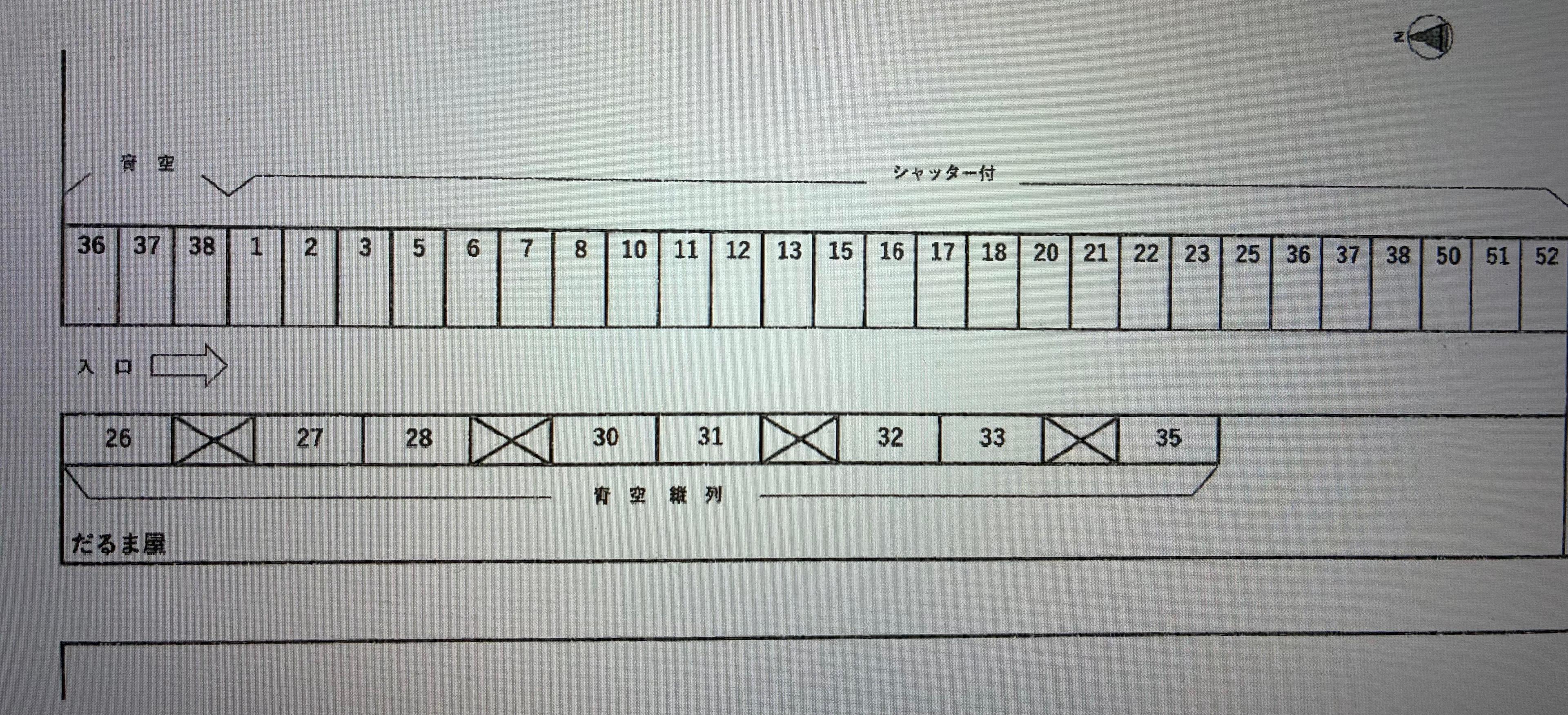 玉信モータープールの駐車配置図