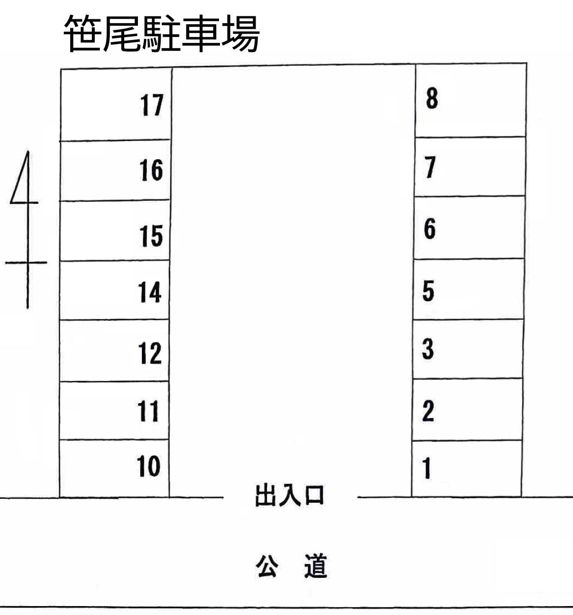 笹尾駐車場の駐車配置図