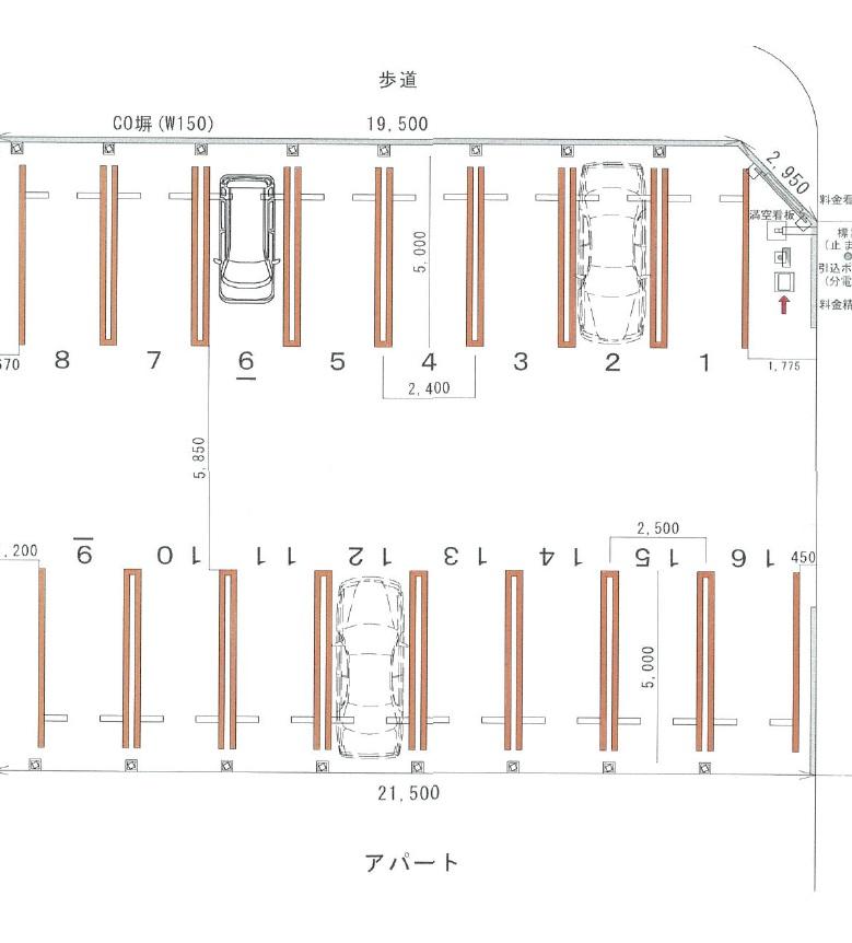 やさしい駐車場新潟女池神明3丁目の駐車配置図
