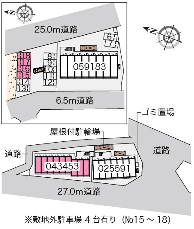 静岡大学前セカンド(43453) 敷地外駐車場の駐車配置図