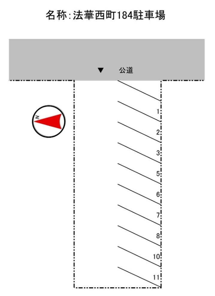 法華西町184駐車場の駐車配置図