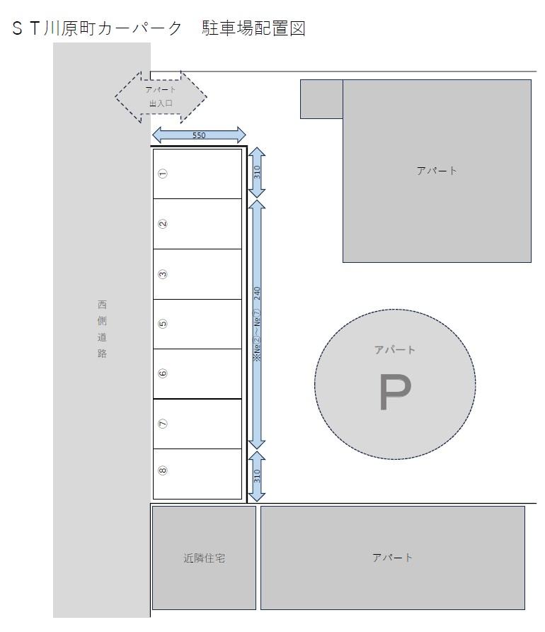 ST川原町カーパークの駐車配置図