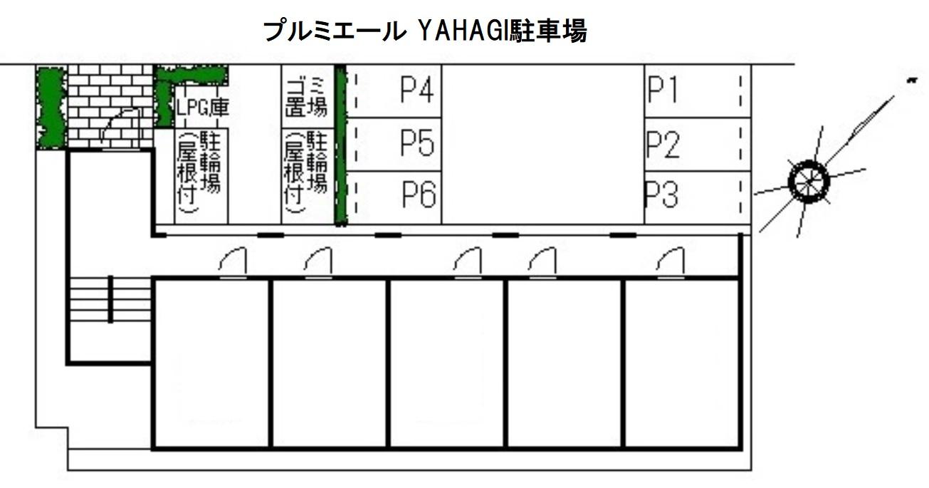 プルミエール YAHAGI駐車場の駐車配置図