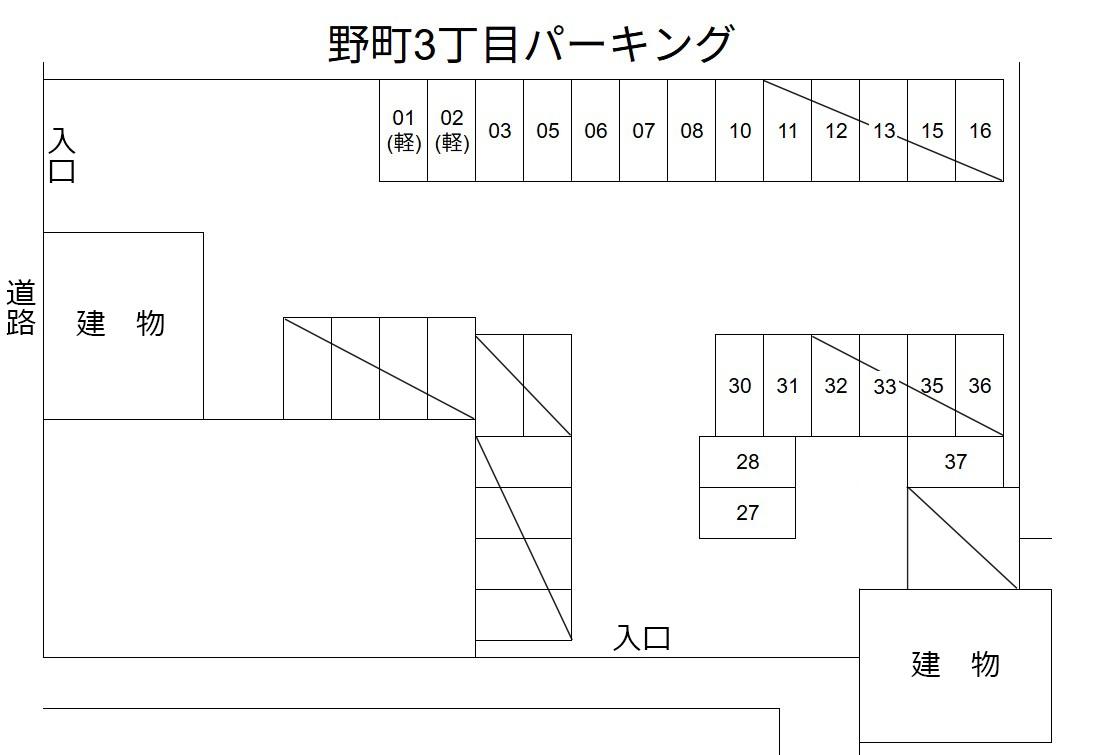 野町3丁目パーキングの駐車配置図