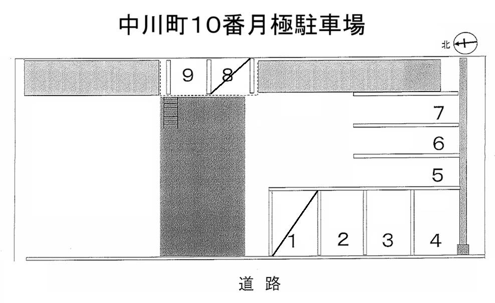 中川町10番 月極駐車場の駐車配置図