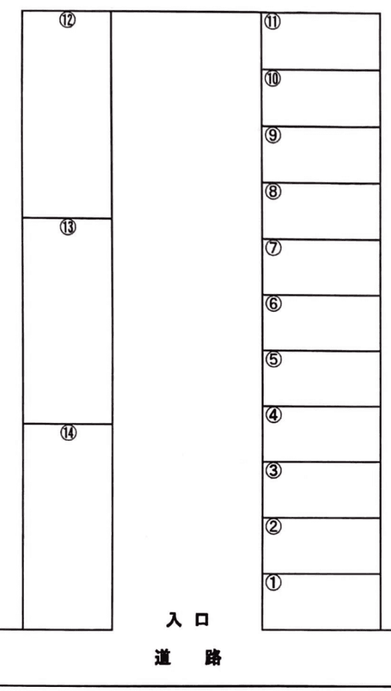 中野字寺前大場駐車場の駐車配置図