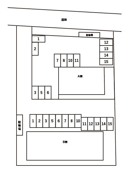 アンプルール クラージュ スールⅡ駐車場の駐車配置図