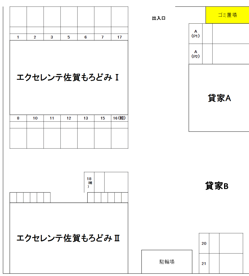 エクセレンテ佐賀もろどみの駐車配置図