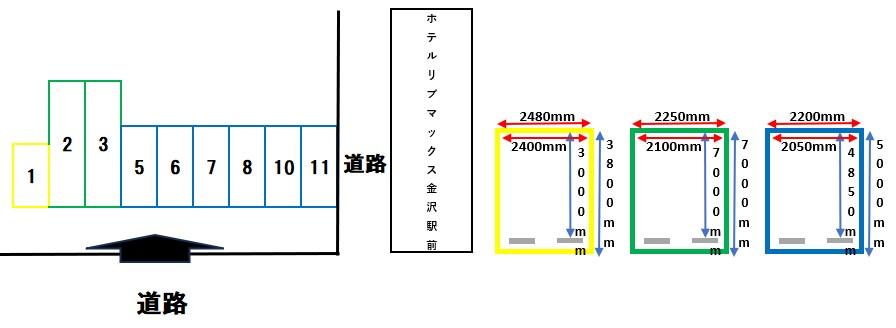 中橋町Fパーキングの駐車配置図