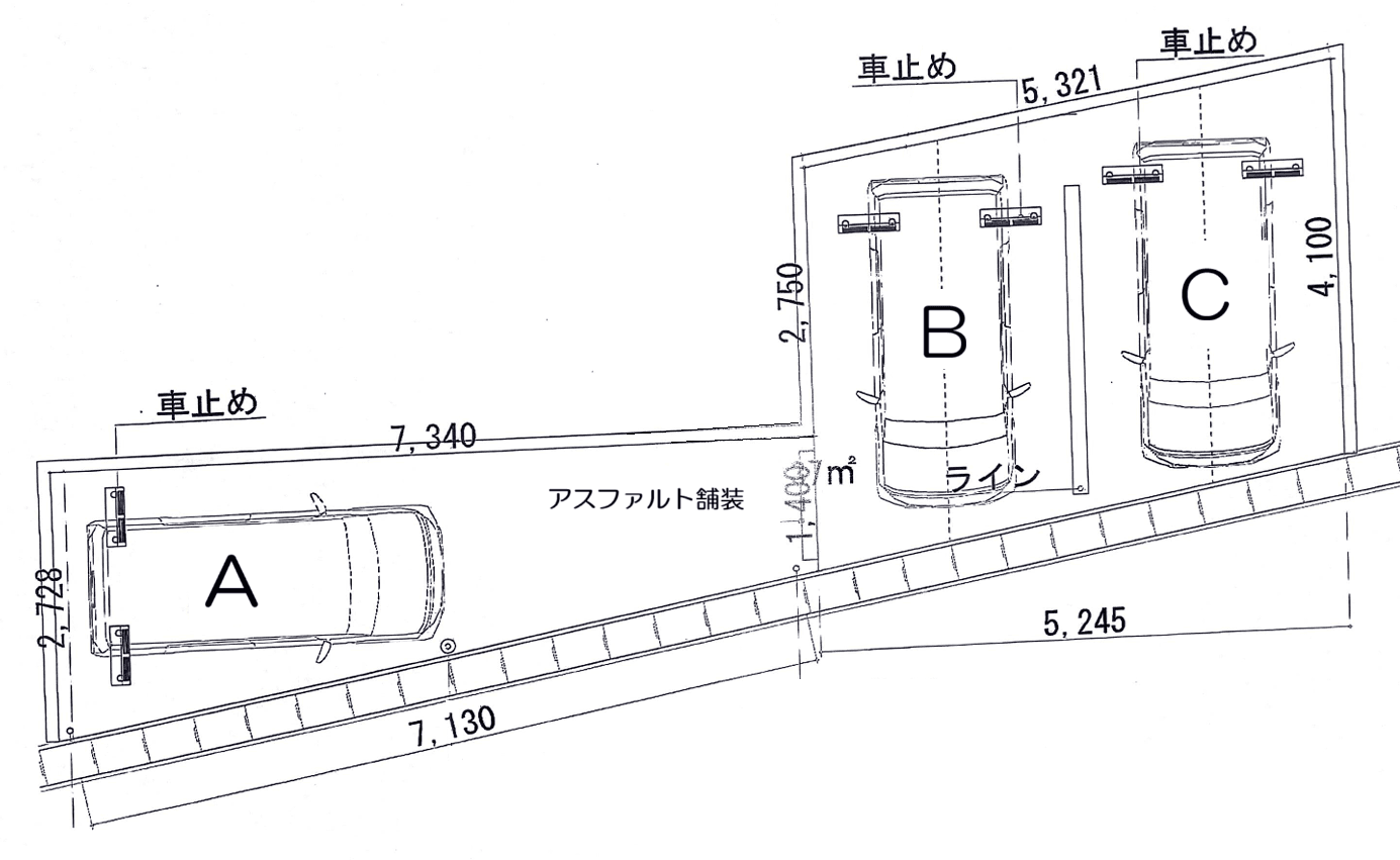 シーフィールドⅠ敷地外駐車場の駐車配置図