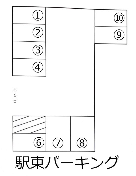駅東月極パーキングの駐車配置図