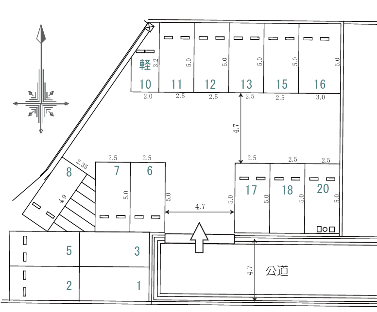 豊川四丁目仏池駐車場の駐車配置図