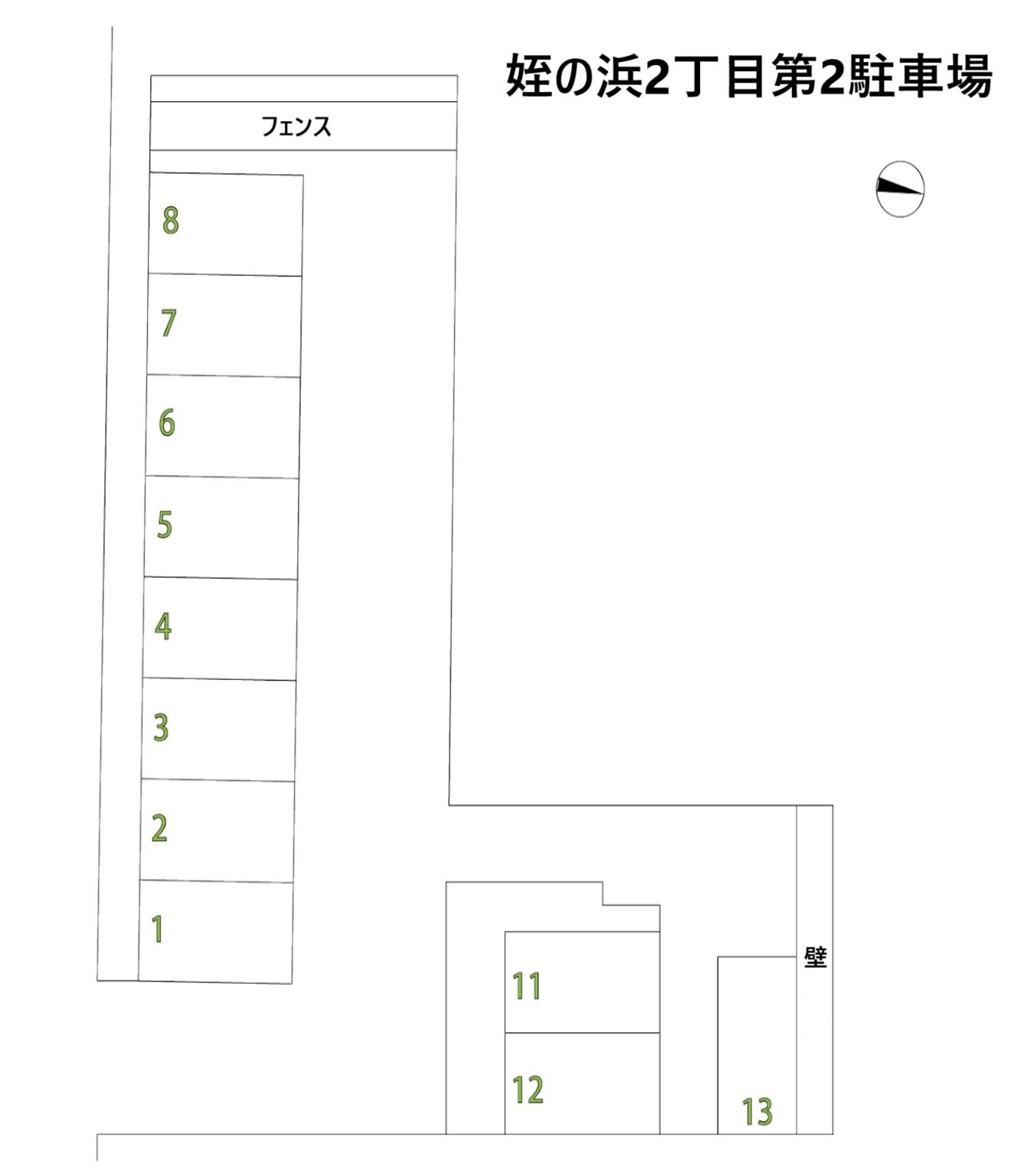 姪の浜2丁目第2駐車場の駐車配置図