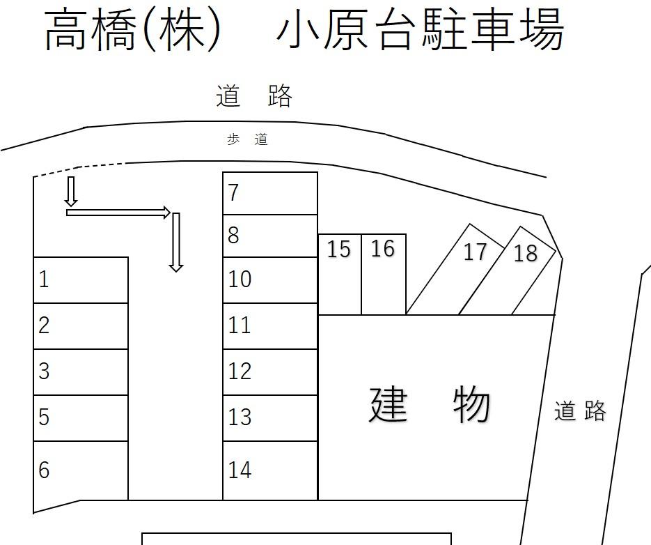 高橋(株) 小原台駐車場の駐車配置図