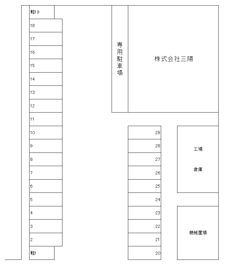 九品寺第二駐車場の駐車配置図