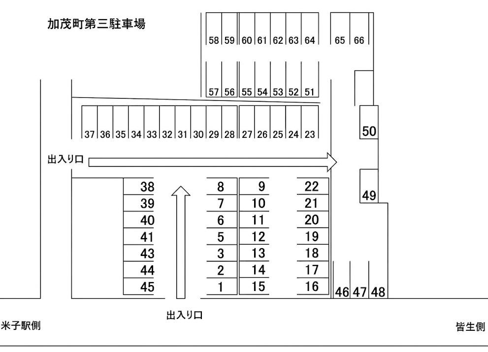 加茂町第三定期駐車場の駐車配置図