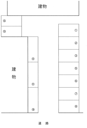 ツインハイツ駐車場の駐車配置図