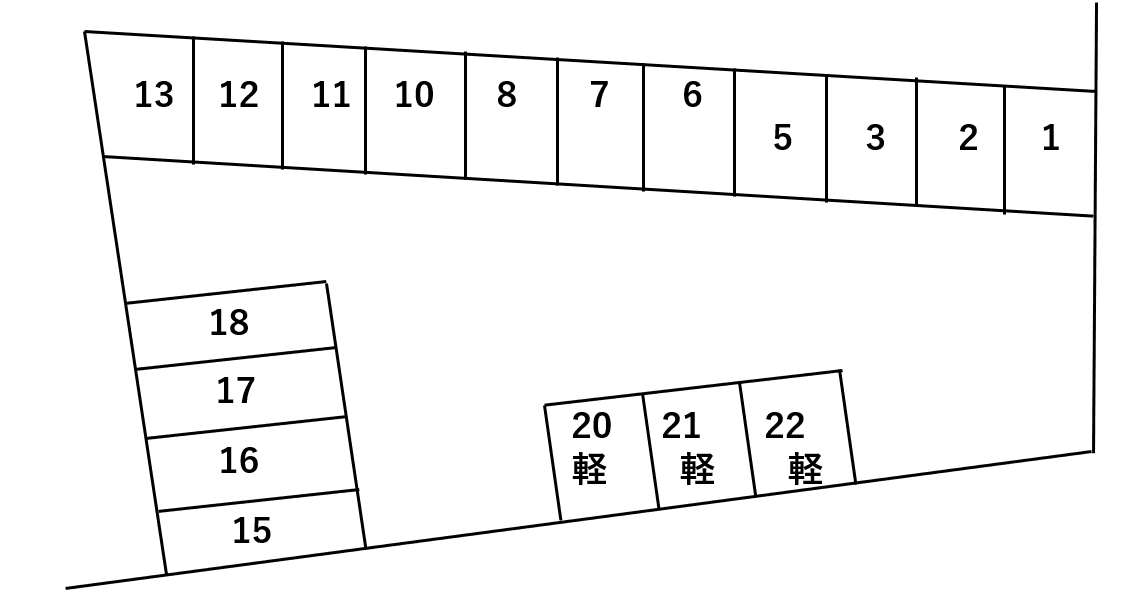 大住山田ガレージの駐車配置図