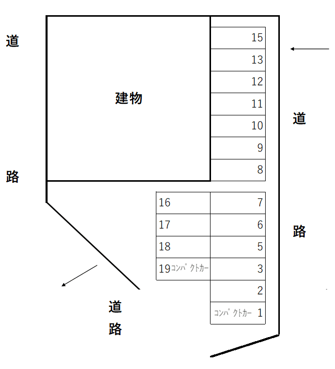 西区春日駐車場の駐車配置図