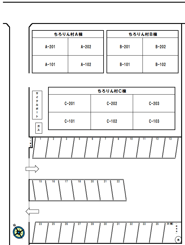 ちろりん村の駐車配置図