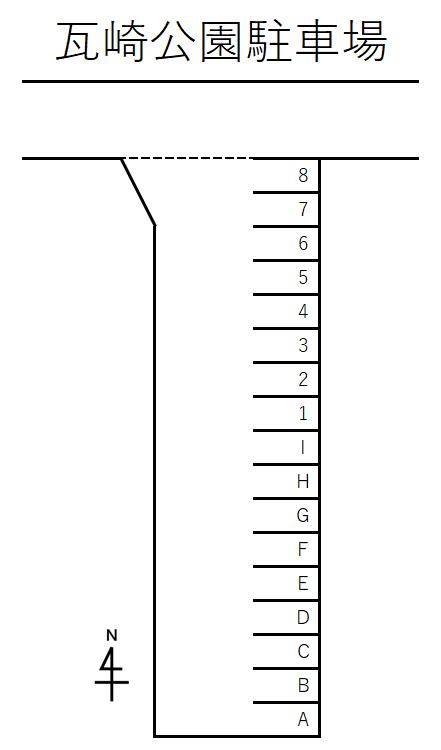 瓦崎公園駐車場の駐車配置図