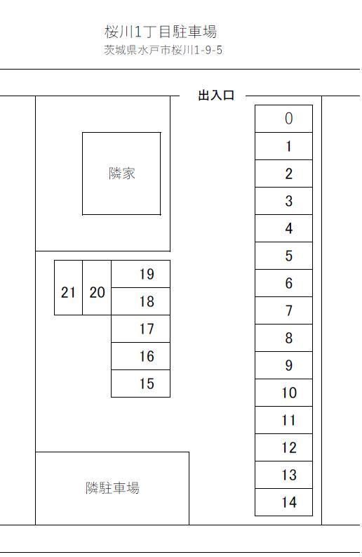 桜川1丁目駐車場の駐車配置図