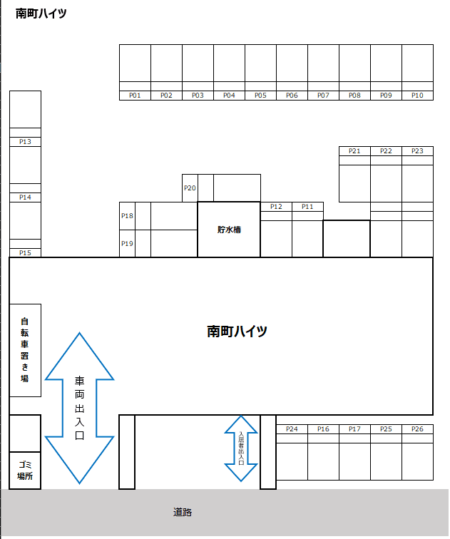 南町ハイツの駐車配置図