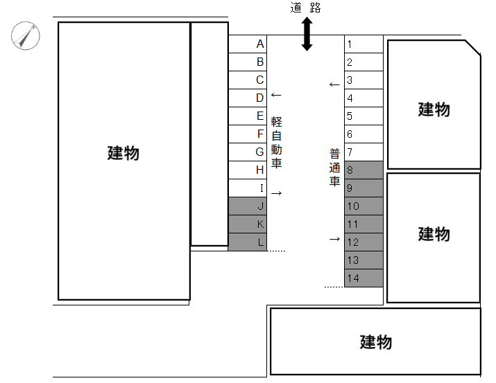 下土手町月決駐車場の駐車配置図