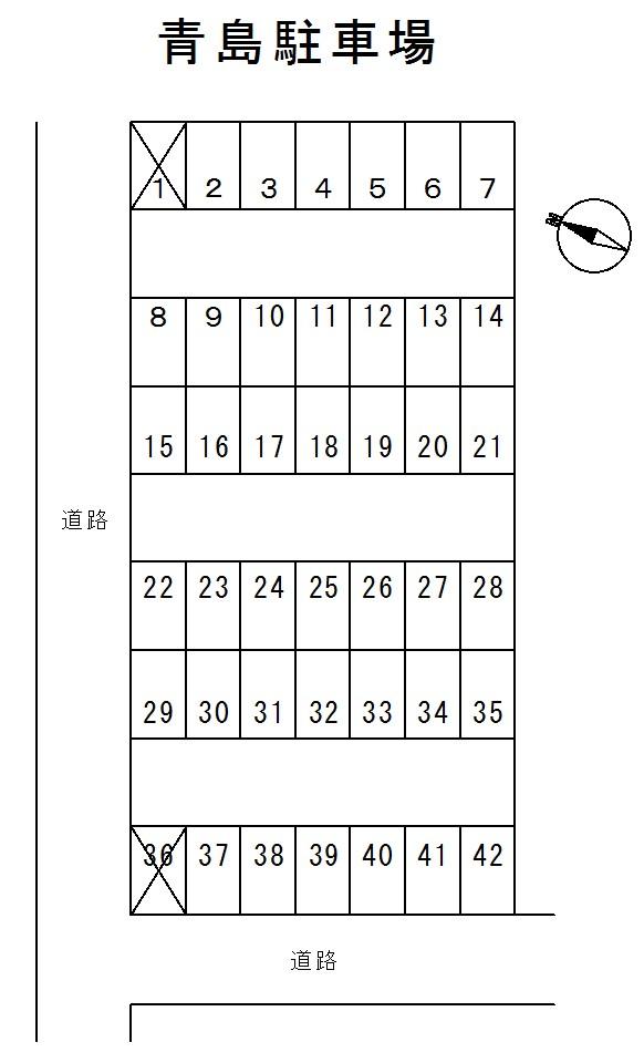 青島駐車場(東町)の駐車配置図