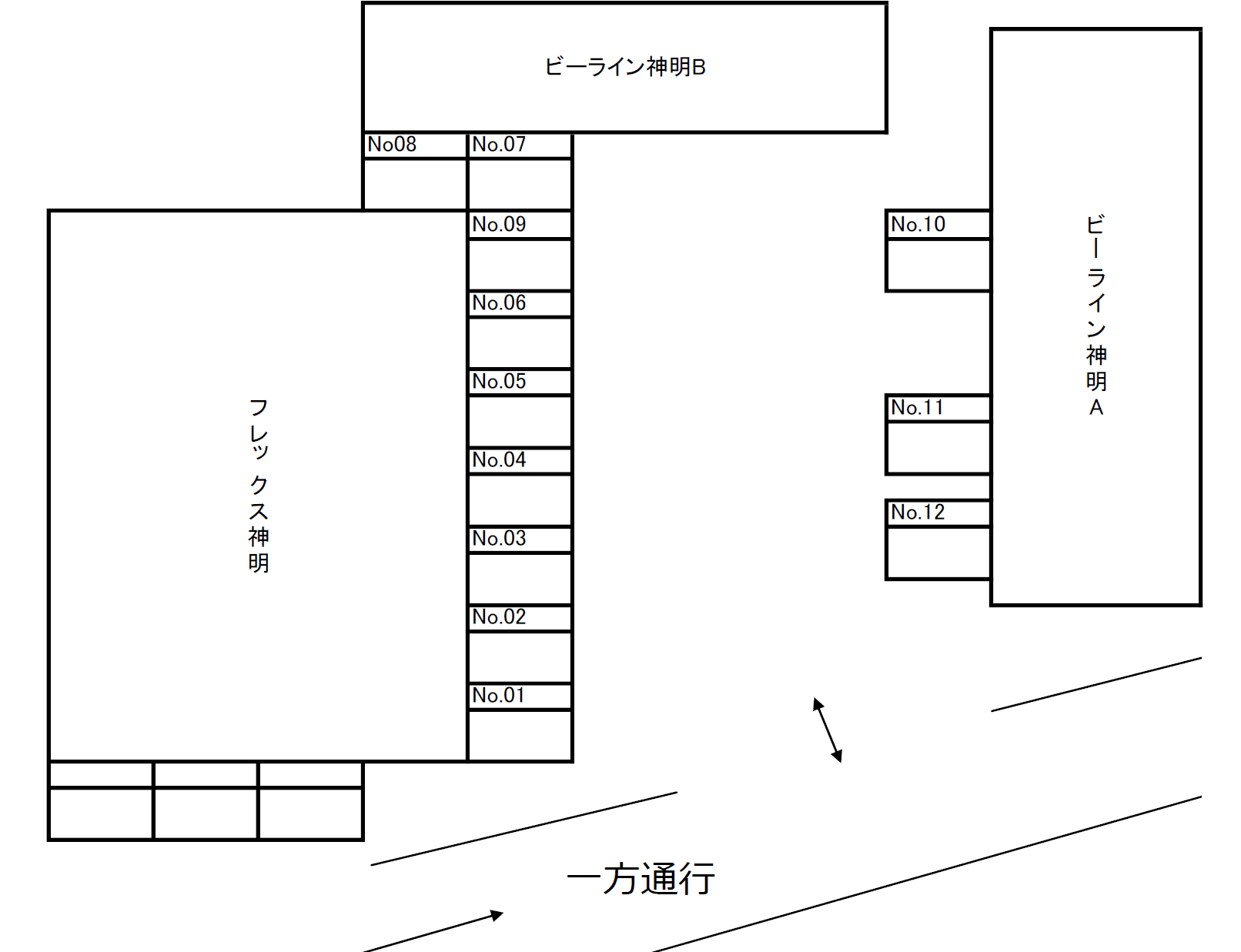 ビーライン駐車場の駐車配置図