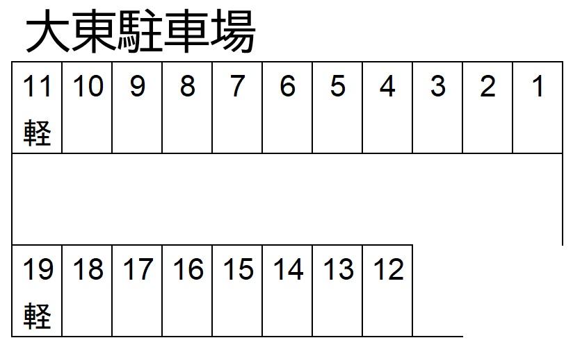 大東駐車場の駐車配置図