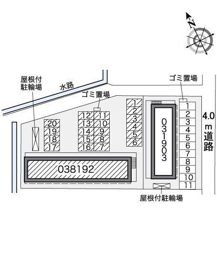 T&HⅢ(38192)の駐車配置図