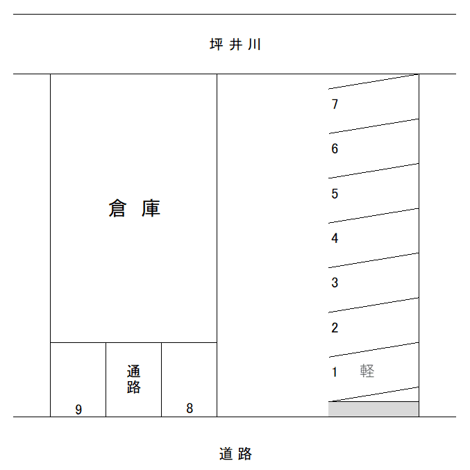 船場町パーキングの駐車配置図