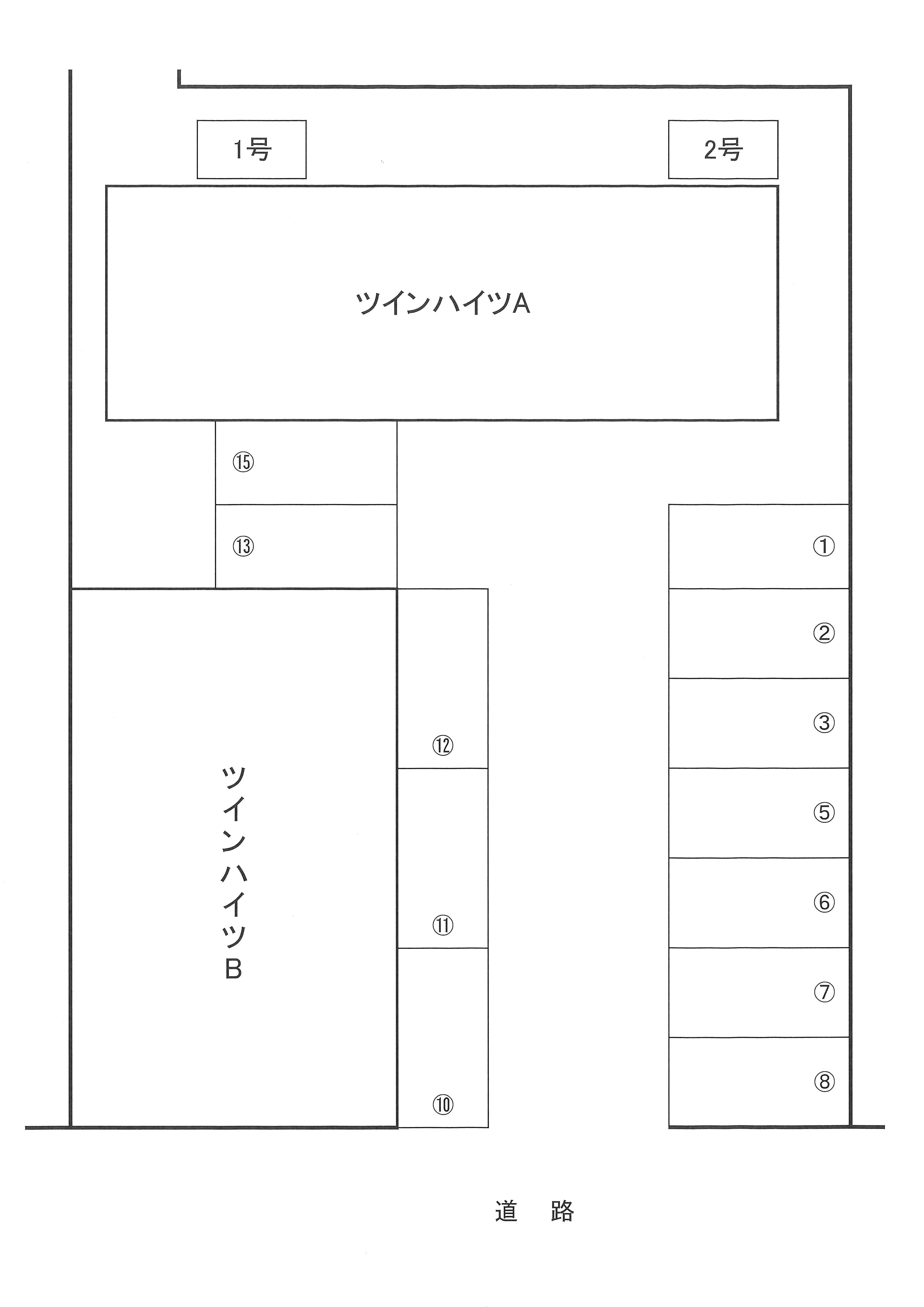 ツインハイツ駐輪場の駐車配置図