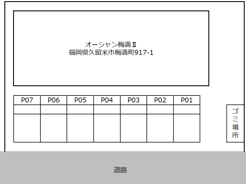 オーシャン梅満Ⅱの駐車配置図